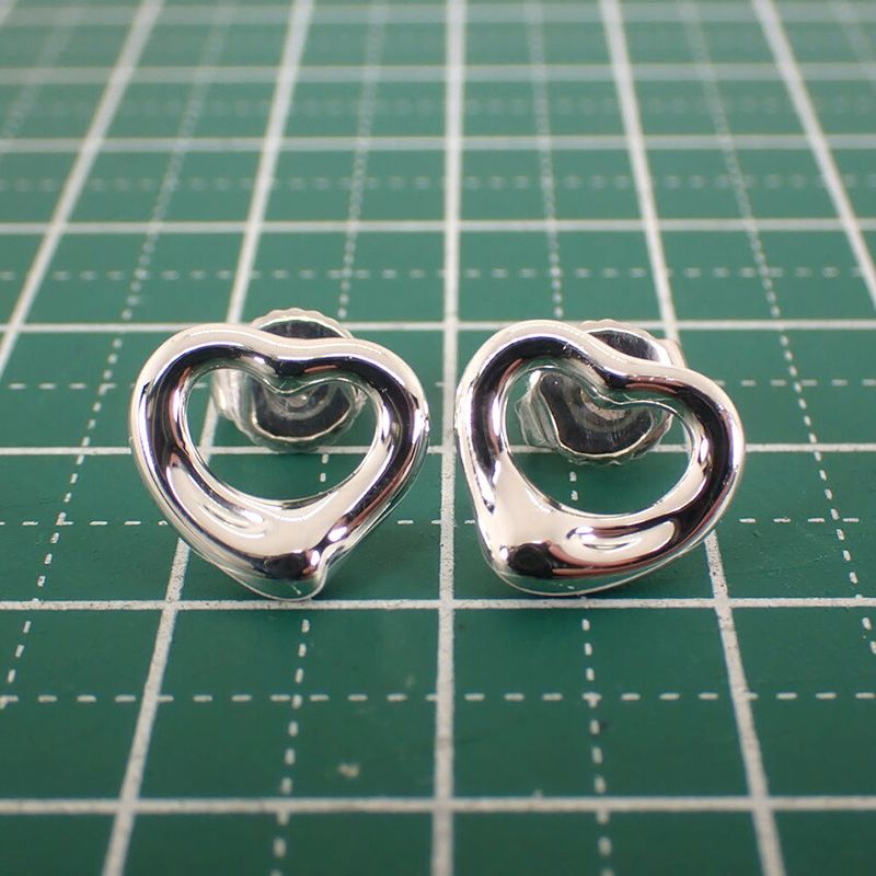 Tiffany & Co 925 Open Heart Earrings J117-4