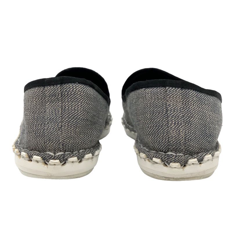 Chanel Flat Shoes Denim Gray Black Here Mark