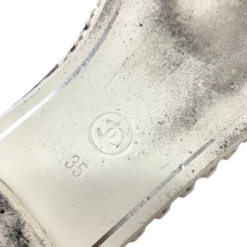 Chanel Flat Shoes Denim Gray Black Here Mark