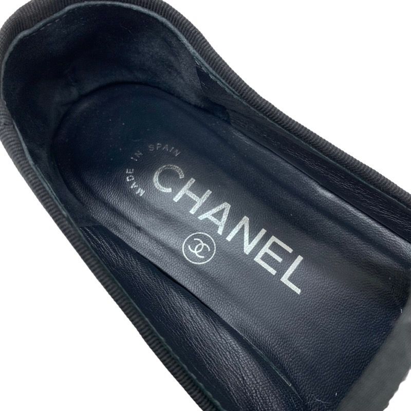 Chanel Flat Shoes Denim Gray Black Here Mark