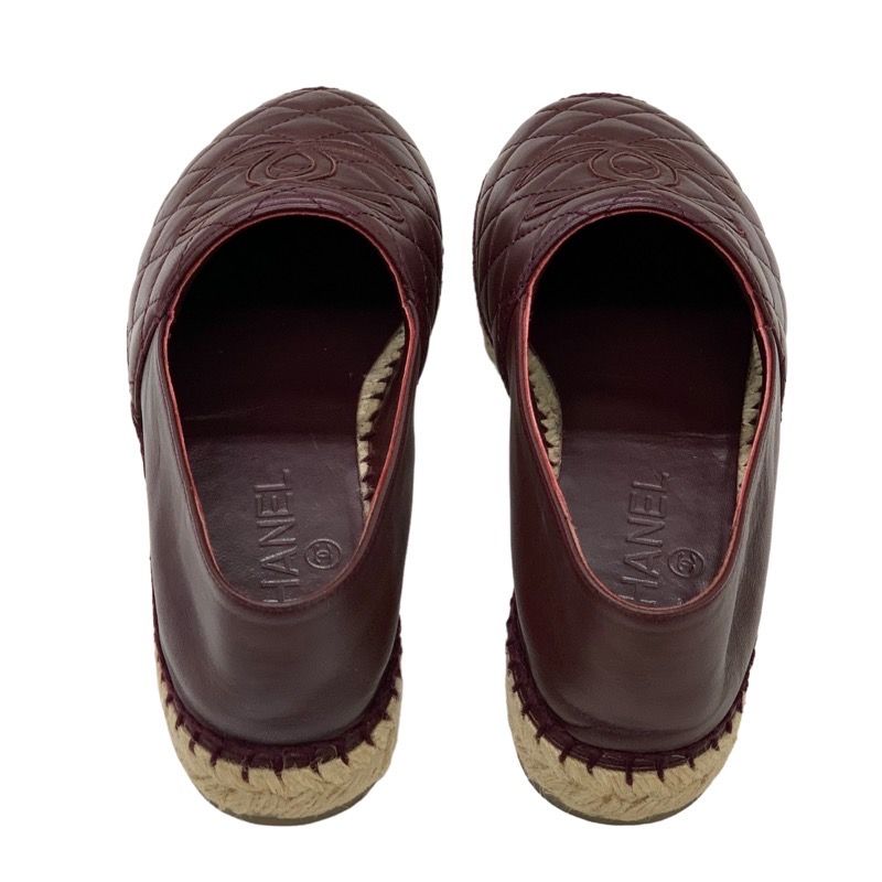 Chanel Flat Shoes Heremark Espadrilles Matelasse Leather Bordeaux