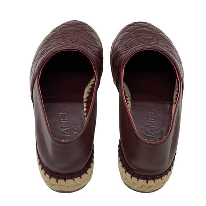 Chanel Flat Shoes Heremark Espadrilles Matelasse Leather Bordeaux