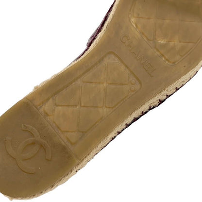 Chanel Flat Shoes Heremark Espadrilles Matelasse Leather Bordeaux