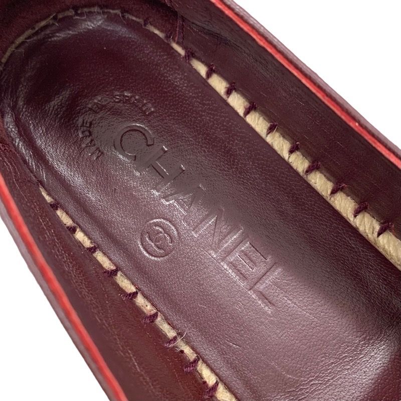 Chanel Flat Shoes Heremark Espadrilles Matelasse Leather Bordeaux