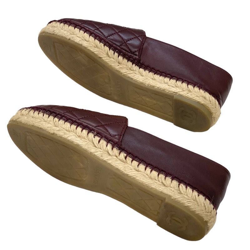 Chanel Flat Shoes Heremark Espadrilles Matelasse Leather Bordeaux