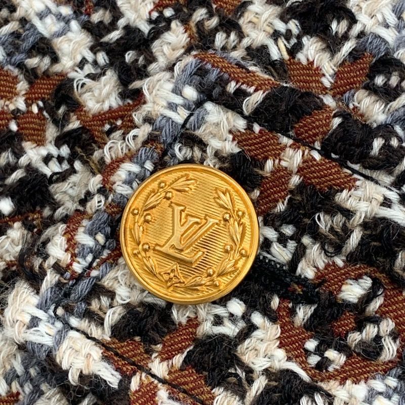 Louis Vuitton Dress Brown Multicolor Skater Dress Tweed Monogram