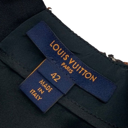 Louis Vuitton Dress Brown Multicolor Skater Dress Tweed Monogram