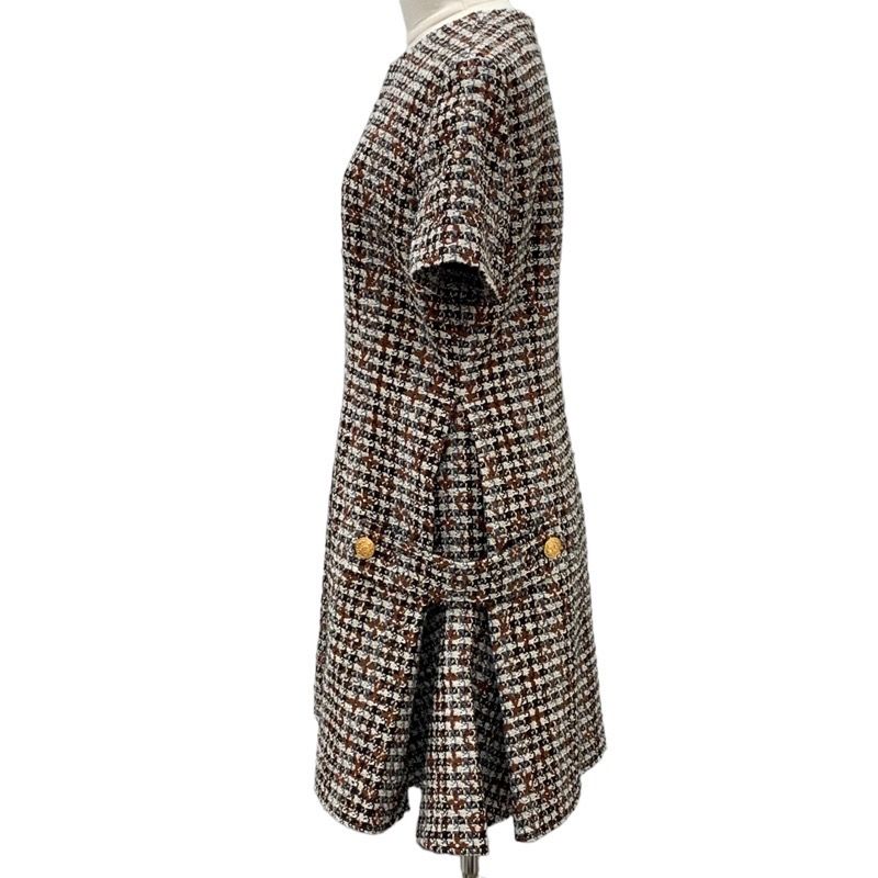 Louis Vuitton Dress Brown Multicolor Skater Dress Tweed Monogram