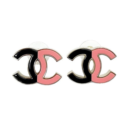 Chanel Earrings Earring Gold Black Pink Coco Mark Bicolor