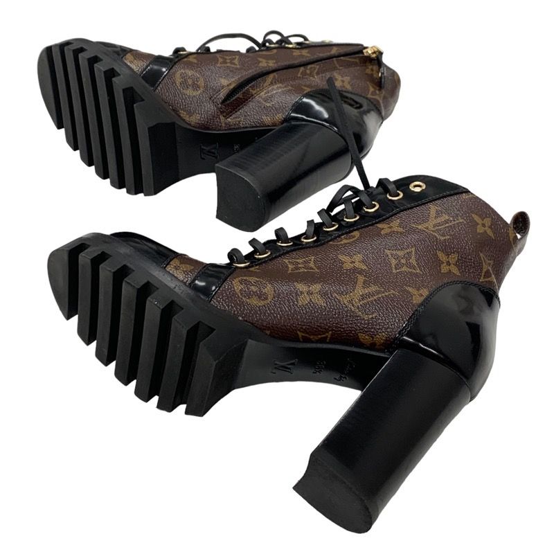 Louis Vuitton Star Trail Line Monogram Short Boots Ankle Boots Lace Up Black