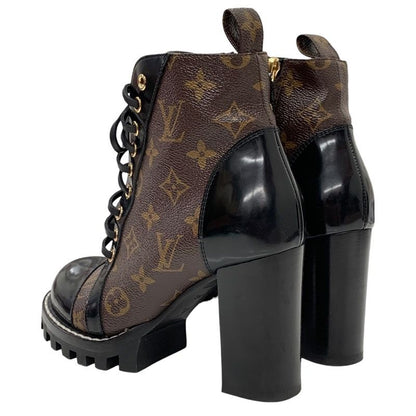 Louis Vuitton Star Trail Line Monogram Short Boots Ankle Boots Lace Up Black
