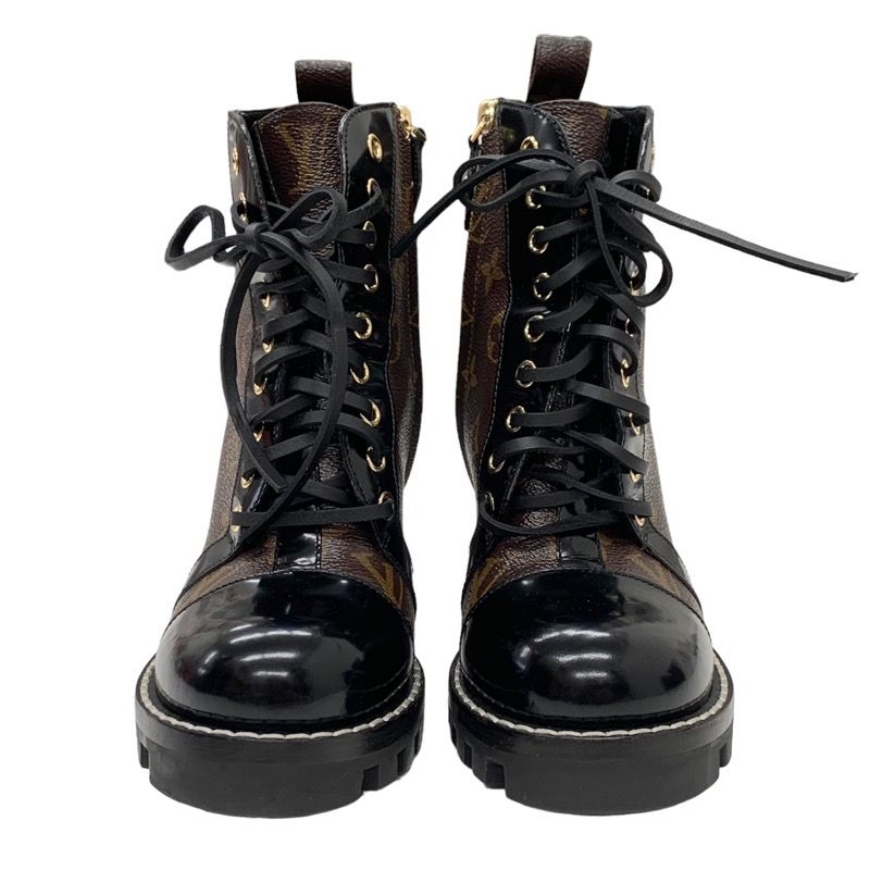 Louis Vuitton Star Trail Line Monogram Short Boots Ankle Boots Lace Up Black
