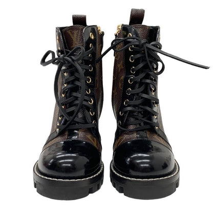Louis Vuitton Star Trail Line Monogram Short Boots Ankle Boots Lace Up Black