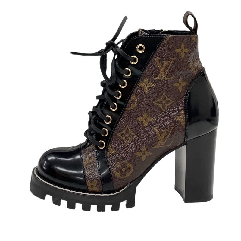 Louis Vuitton Star Trail Line Monogram Short Boots Ankle Boots Lace Up Black