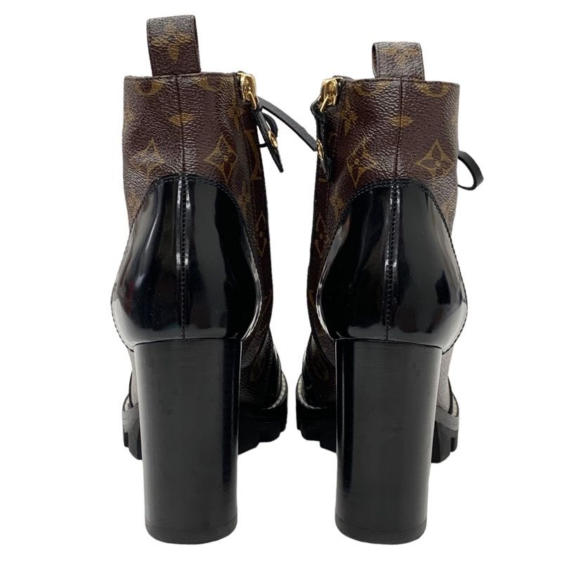Louis Vuitton Star Trail Line Monogram Short Boots Ankle Boots Lace Up Black