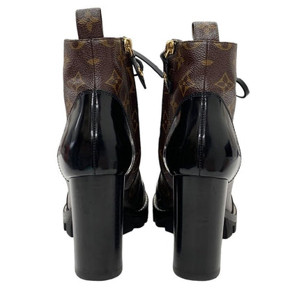 Louis Vuitton Star Trail Line Monogram Short Boots Ankle Boots Lace Up Black