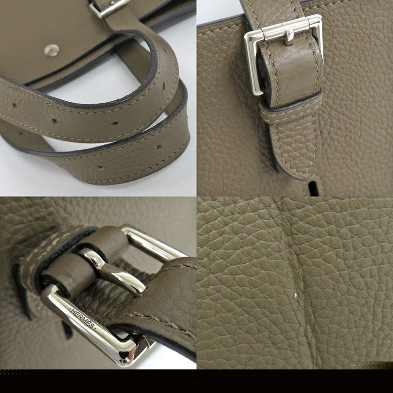 Hermes Sac Vero Etoupe Silver-hardware Taurillon Clemence Tote Bag