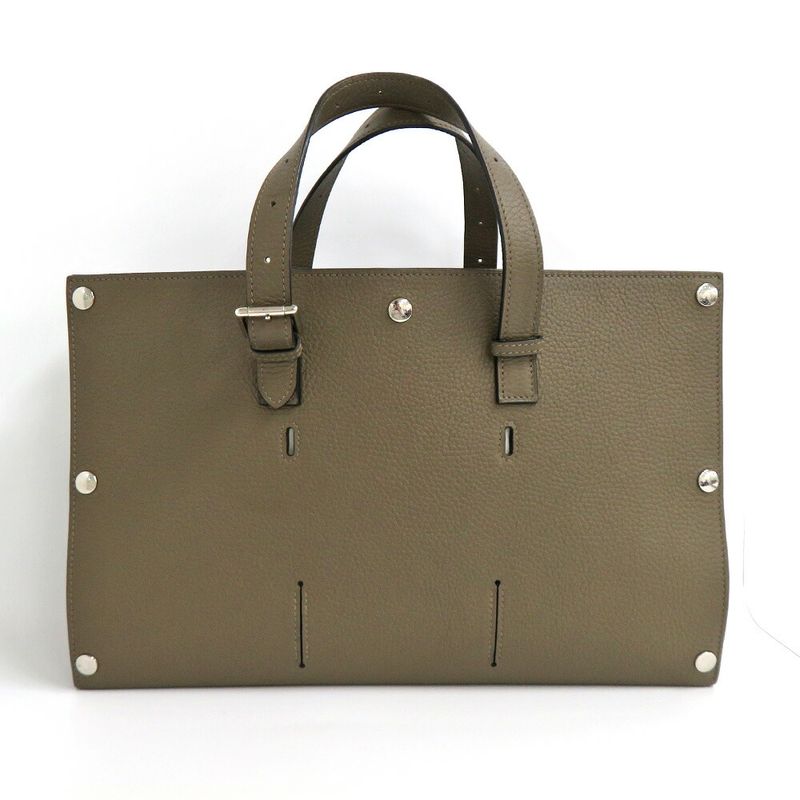 Hermes Sac Vero Etoupe Silver-hardware Taurillon Clemence Tote Bag