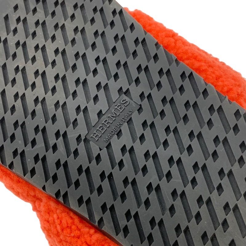 Hermes Chypre Sandals Shoes Shearling Orange Flat Sandals Boa