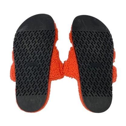 Hermes Chypre Sandals Shoes Shearling Orange Flat Sandals Boa