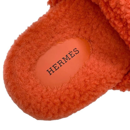Hermes Chypre Sandals Shoes Shearling Orange Flat Sandals Boa