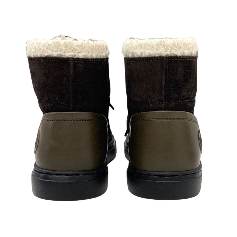 Chanel Sneakers Shoes Suede Leather Brown White High Cut Sneakers Coco Mark