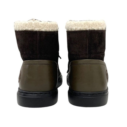 Chanel Sneakers Shoes Suede Leather Brown White High Cut Sneakers Coco Mark