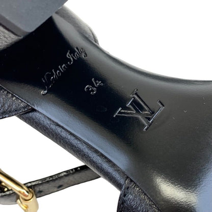 Louis Vuitton Lock It Line Sandals Shoes Leather Black Gold LV Circle Logo