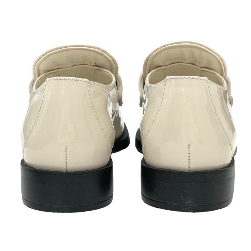Prada Chocolate Loafers Leather Shoes Patent Ivory Unused Triangle Logo