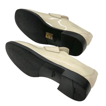 Prada Chocolate Loafers Leather Shoes Patent Ivory Unused Triangle Logo