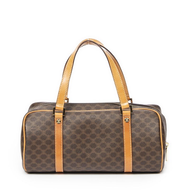 Celine Small Bow Sling Bag Brown Macadam PVC Canvas