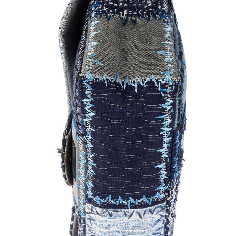 Chanel Limited Edition Patchwork Classic Jumbo Flap Blue Denim