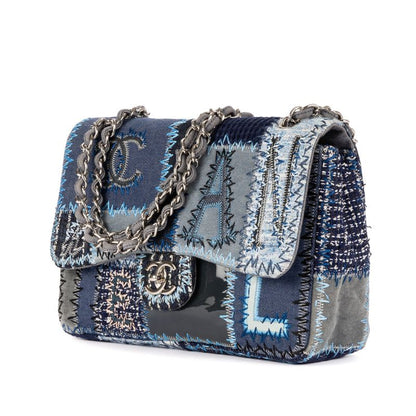 Chanel Limited Edition Patchwork Classic Jumbo Flap Blue Denim