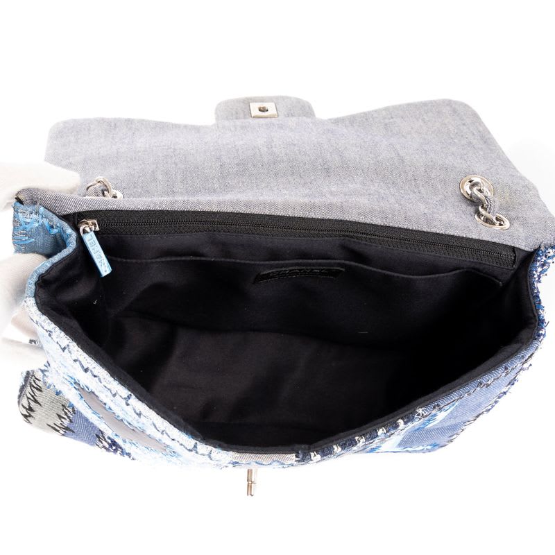 Chanel Limited Edition Patchwork Classic Jumbo Flap Blue Denim