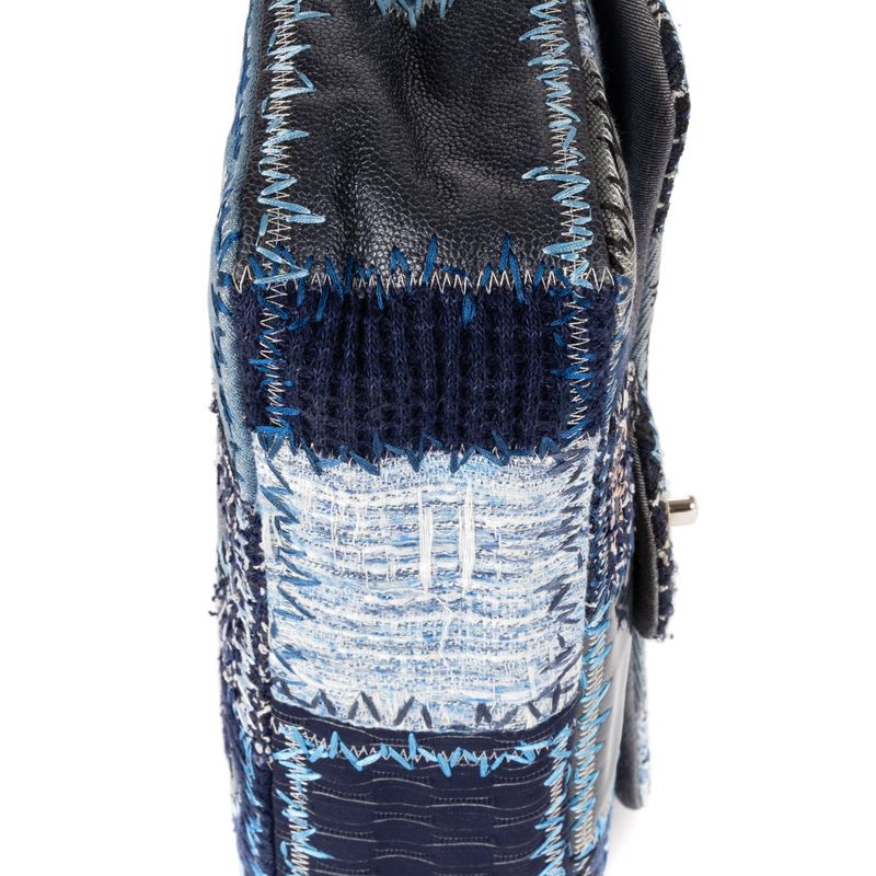 Chanel Limited Edition Patchwork Classic Jumbo Flap Blue Denim