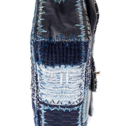 Chanel Limited Edition Patchwork Classic Jumbo Flap Blue Denim