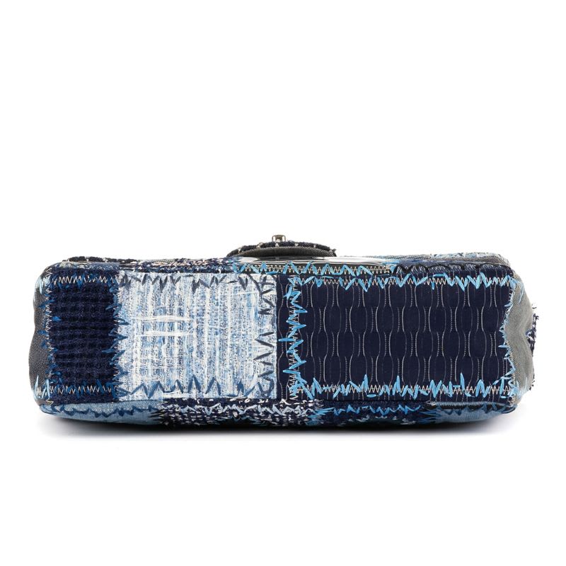 Chanel Limited Edition Patchwork Classic Jumbo Flap Blue Denim