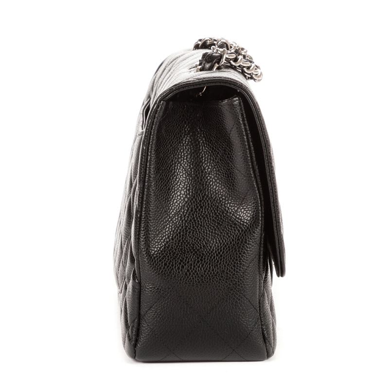 Chanel Big Quilted Double Flap Black Caviar Leather
