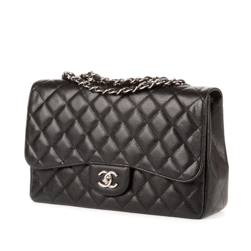 Chanel Big Quilted Double Flap Black Caviar Leather