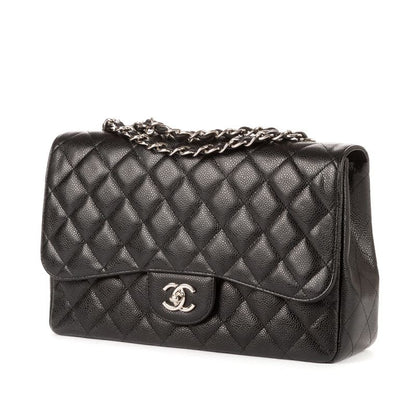 Chanel Big Quilted Double Flap Black Caviar Leather