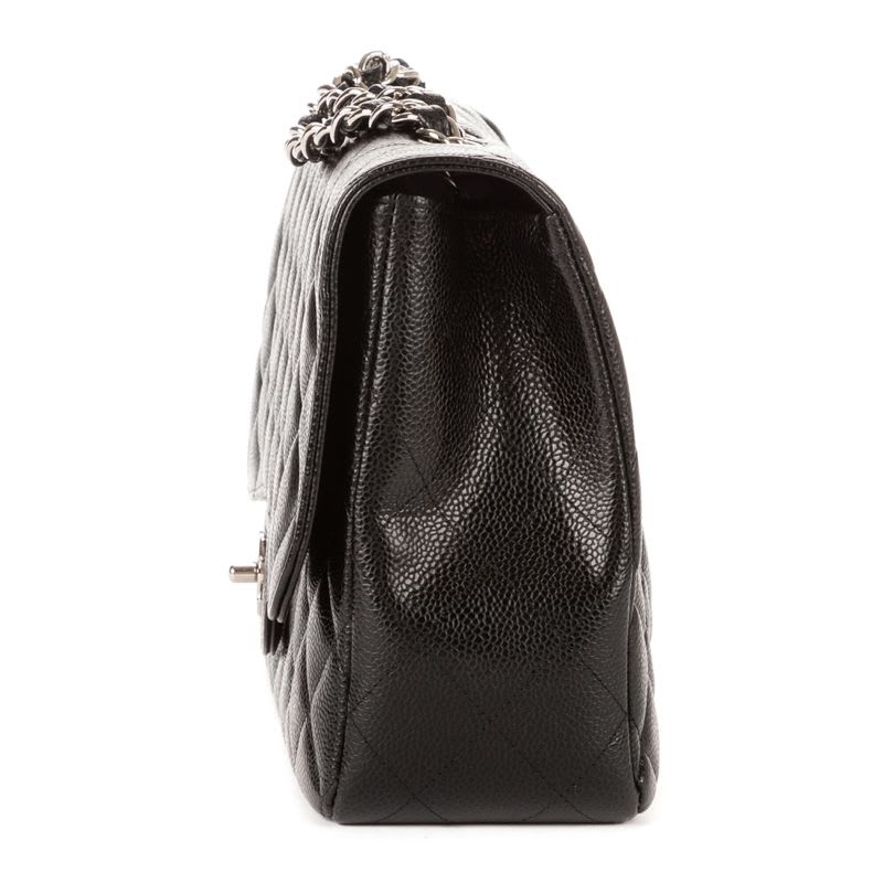 Chanel Big Quilted Double Flap Black Caviar Leather