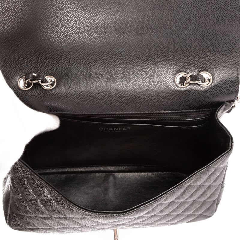 Chanel Big Quilted Double Flap Black Caviar Leather