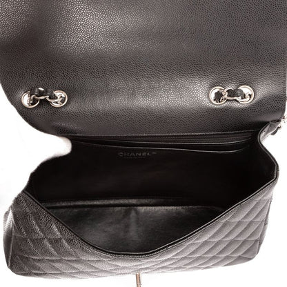 Chanel Big Quilted Double Flap Black Caviar Leather