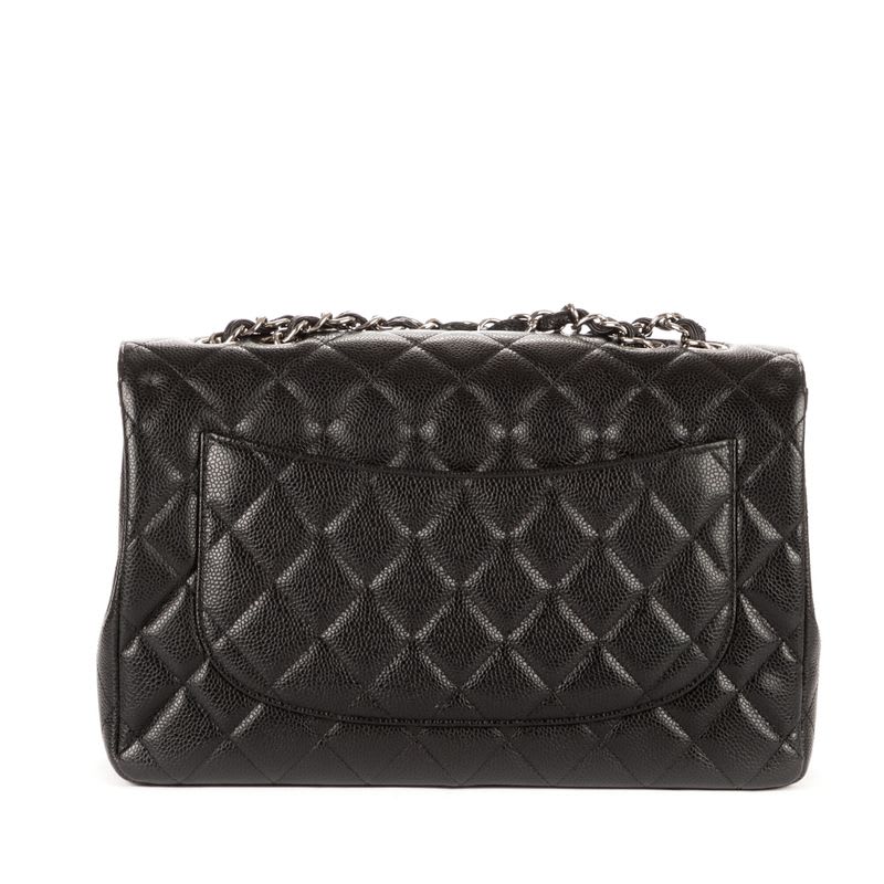 Chanel Big Quilted Double Flap Black Caviar Leather