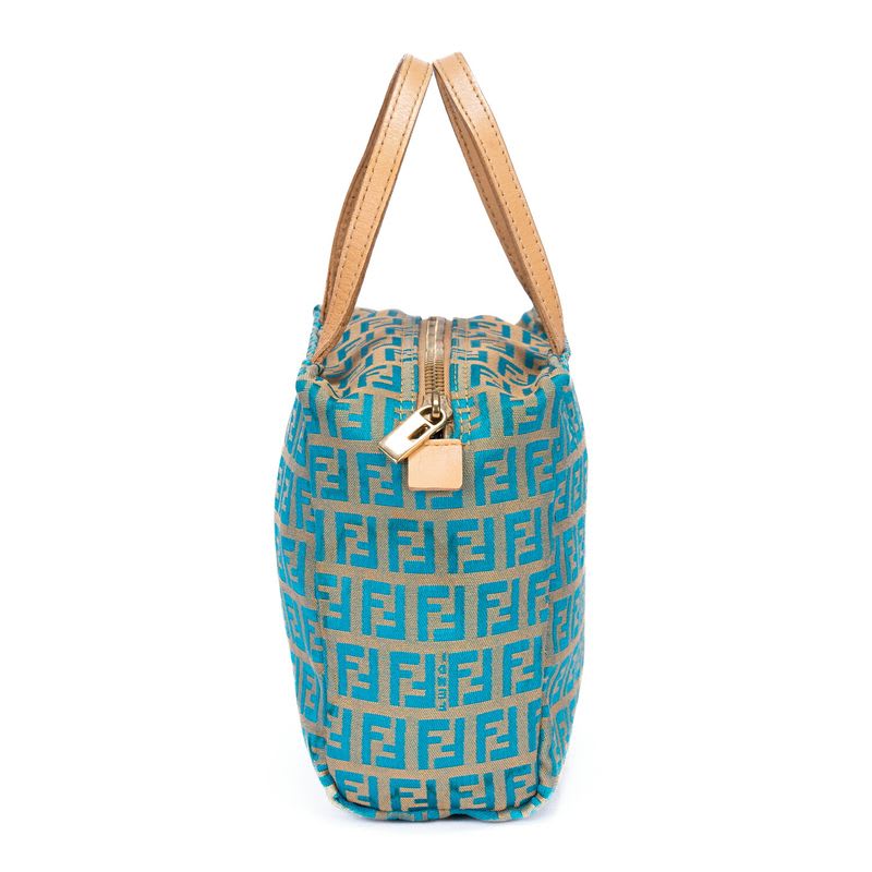Fendi Zucchino Mini Beige Blue Canvas