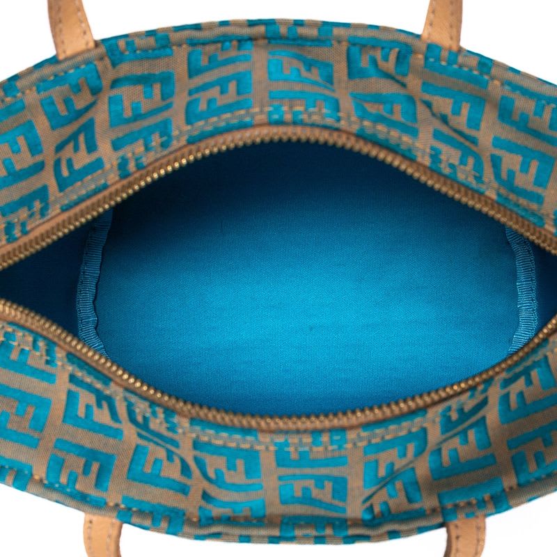 Fendi Zucchino Mini Beige Blue Canvas