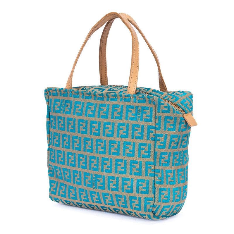 Fendi Zucchino Mini Beige Blue Canvas