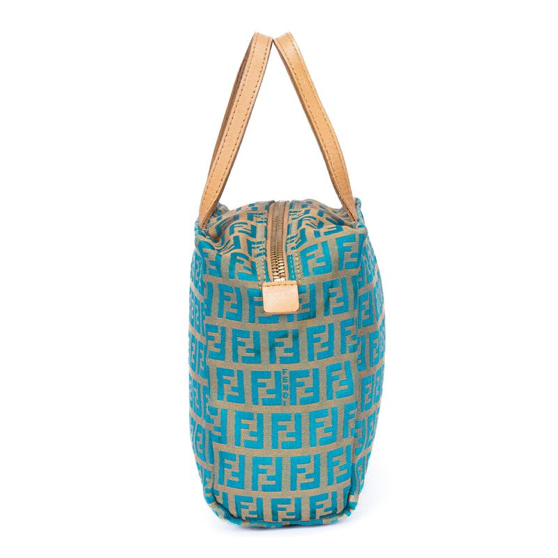 Fendi Zucchino Mini Beige Blue Canvas