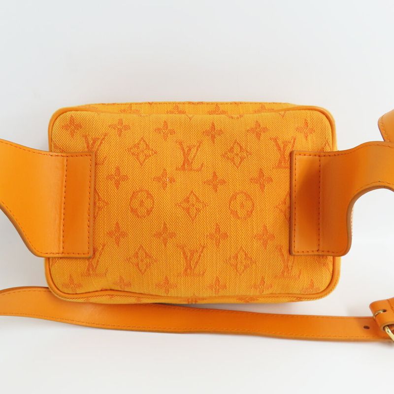 Louis Vuitton Bum Bag Outdoor M44623 Monogram Denim Orange Gold