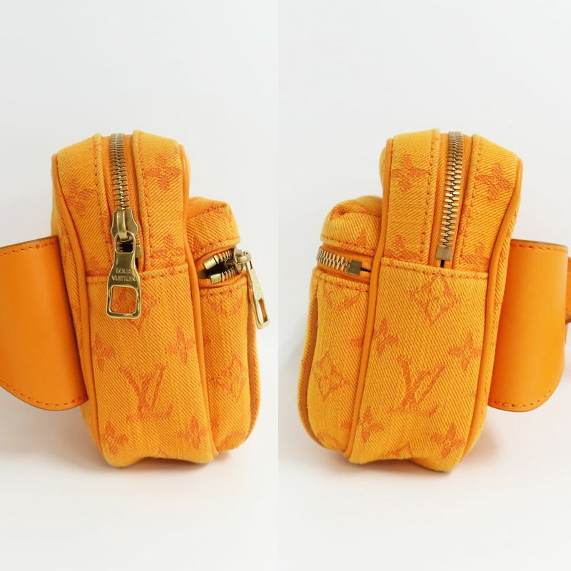 Louis Vuitton Bum Bag Outdoor M44623 Monogram Denim Orange Gold